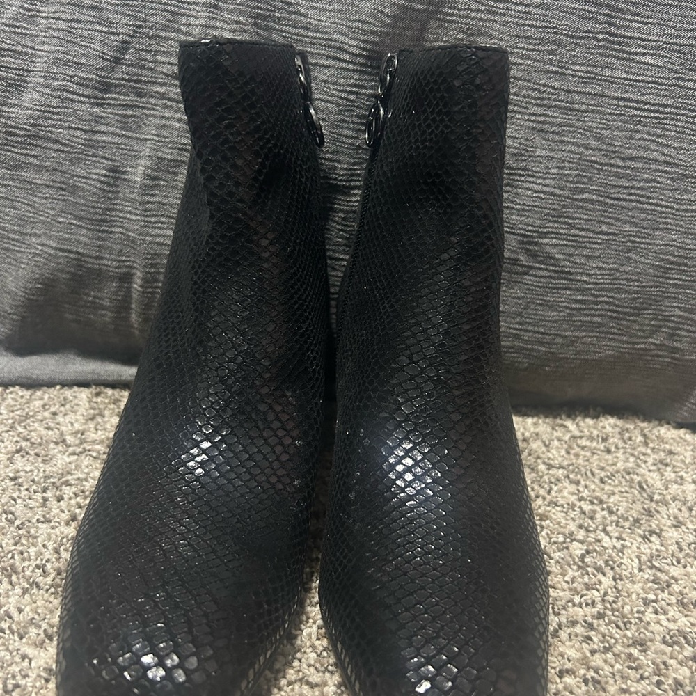 Franco Sarto Black Textured Ankle Boots